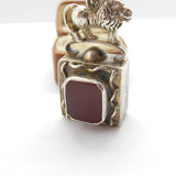 Victorian Australian Large Sterling Silver Carnelian Set Lion Pendant c1890
