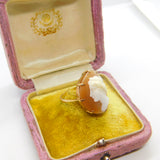 Large 9ct Yellow Gold & Classical Shell Cameo Dress Ring Antique c1930 Art Deco
