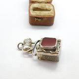 Victorian Australian Large Sterling Silver Carnelian Set Lion Pendant c1890