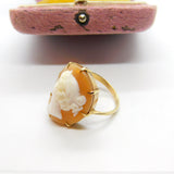Large 9ct Yellow Gold & Classical Shell Cameo Dress Ring Antique c1930 Art Deco