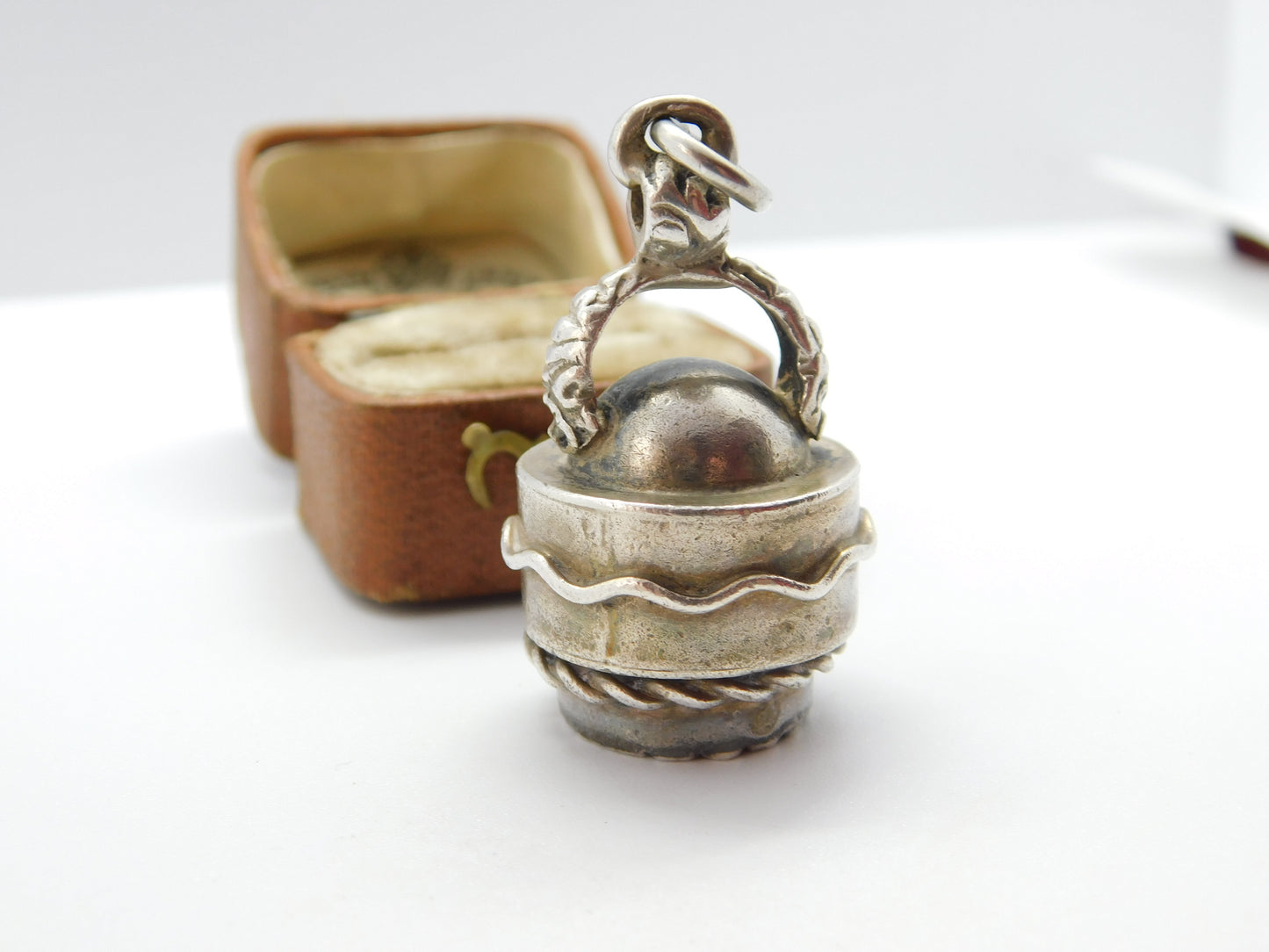 Victorian Australian Large Sterling Silver & Chalcedony Seal Stamp Pendant c1890