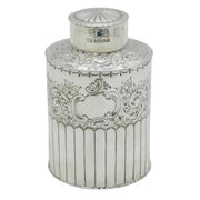 Victorian Sterling Silver Floral Pattern Tea Caddy Antique 1889 Sheffield