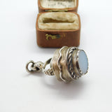Victorian Australian Large Sterling Silver & Chalcedony Seal Stamp Pendant c1890