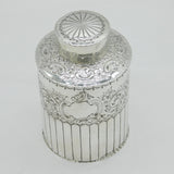 Victorian Sterling Silver Floral Pattern Tea Caddy Antique 1889 Sheffield