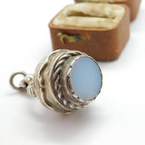 Victorian Australian Large Sterling Silver & Chalcedony Seal Stamp Pendant c1890
