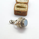 Victorian Australian Large Sterling Silver & Chalcedony Seal Stamp Pendant c1890
