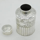 Victorian Sterling Silver Floral Pattern Tea Caddy Antique 1889 Sheffield