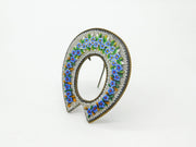 Victorian Metal & Forget-Me-Not Flower Horseshoe Frame Antique c1860