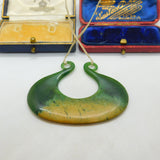 New Zealand Nephrite Jade Maori 'Whale Tail' Pendant Keepsake Vintage c1970