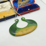 New Zealand Nephrite Jade Maori 'Whale Tail' Pendant Keepsake Vintage c1970