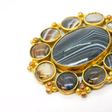 Georgian Pinchbeck & Banded Agate Set Drop Pendant Antique c1790