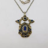 19th Century Austro-Hungarian Silver, Sapphire, Seed Pearl Pendant Necklace c1860