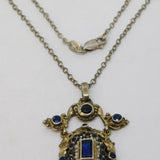 19th Century Austro-Hungarian Silver, Sapphire, Seed Pearl Pendant Necklace c1860