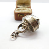 Victorian Australian Large Sterling Silver & Amazonite Seal Pendant c1890 Antique