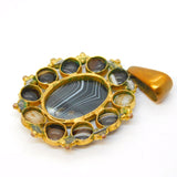 Georgian Pinchbeck & Banded Agate Set Drop Pendant Antique c1790