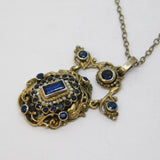 19th Century Austro-Hungarian Silver, Sapphire, Seed Pearl Pendant Necklace c1860