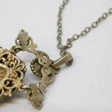 19th Century Austro-Hungarian Silver, Sapphire, Seed Pearl Pendant Necklace c1860