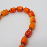 Sterling Silver & Natural Carved Red Coral Bead Necklace Antique c1930 58cm