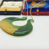 New Zealand Nephrite Jade Maori 'Whale Tail' Pendant Keepsake Vintage c1970