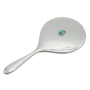 Liberty & Co. Sterling Silver & Turquoise Hand Mirror Antique 1942 Birmingham