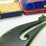New Zealand Maori Nephrite Jade Carved Fish Hook Pendant Vintage c1970