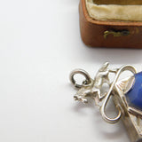 Victorian Australian Large Sterling Silver Horse & Blue Hardstone Pendant c1890