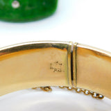 9ct Yellow Gold on Metal Core Floral Cuff Bangle Bracelet Antique c1930 Art Deco