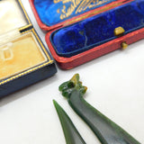New Zealand Maori Nephrite Jade Carved Fish Hook Pendant Vintage c1970
