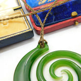 New Zealand Maori Carved Nephrite Jade 'Koru' Pendant Keepsake Vintage c1970
