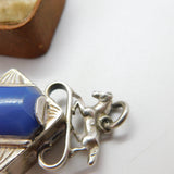 Victorian Australian Large Sterling Silver Horse & Blue Hardstone Pendant c1890