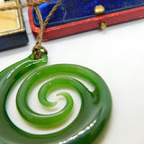 New Zealand Maori Carved Nephrite Jade 'Koru' Pendant Keepsake Vintage c1970