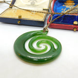 New Zealand Maori Carved Nephrite Jade 'Koru' Pendant Keepsake Vintage c1970