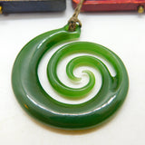 New Zealand Maori Carved Nephrite Jade 'Koru' Pendant Keepsake Vintage c1970