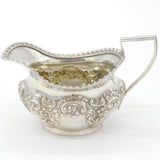 Edwardian Sterling Silver Floral Repousse Cream Jug Antique 1903 Birmingham