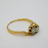 18ct Yellow Gold & 0.2ct Diamond Crossover Ring Antique c1920 Art Deco