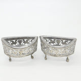 Georgian Pair of French Sterling Silver Griffin Pattern Salt Cellars c1810 on Paw Feet