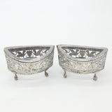 Georgian Pair of French Sterling Silver Griffin Pattern Salt Cellars c1810 on Paw Feet