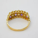 9ct Yellow Gold Two-Tier Opal & Amethyst Dress Ring Vintage c1970
