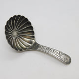 George III Sterling Silver Bright Cut Shell Bowl Tea Caddy Spoon 1802 Birmingham