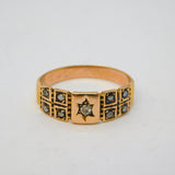 Victorian 9ct Rose Gold, Diamond & Seed Pearl Mourning Ring Antique c1880