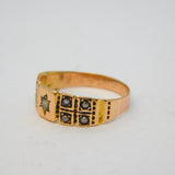 Victorian 9ct Rose Gold, Diamond & Seed Pearl Mourning Ring Antique c1880