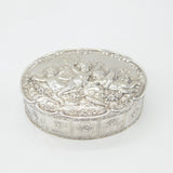 German .800 Silver Classical Cherub & Floral Pattern Large Trinket Box c1900