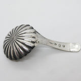 George III Sterling Silver Bright Cut Shell Bowl Tea Caddy Spoon 1802 Birmingham