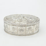 German .800 Silver Classical Cherub & Floral Pattern Large Trinket Box c1900