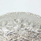 German .800 Silver Classical Cherub & Floral Pattern Large Trinket Box c1900