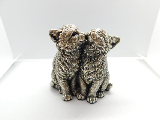 Sterling Silver Playful Kittens or Cats Figurine Sculpture 1991 Birmingham