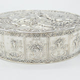 German .800 Silver Classical Cherub & Floral Pattern Large Trinket Box c1900