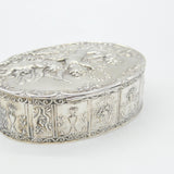 German .800 Silver Classical Cherub & Floral Pattern Large Trinket Box c1900