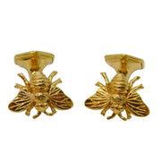 Pair of Sterling Silver Gilt Honeycomb & Bee Gents Cufflinks Vintage London