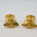 Pair of Sterling Silver Gilt Honeycomb & Bee Gents Cufflinks Vintage London